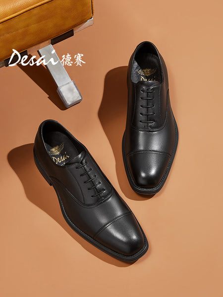 DS6003 DESAI Men's Business Dress Casual Shoes Soft Genuine Leather Fashion Mens Comfortable Oxford