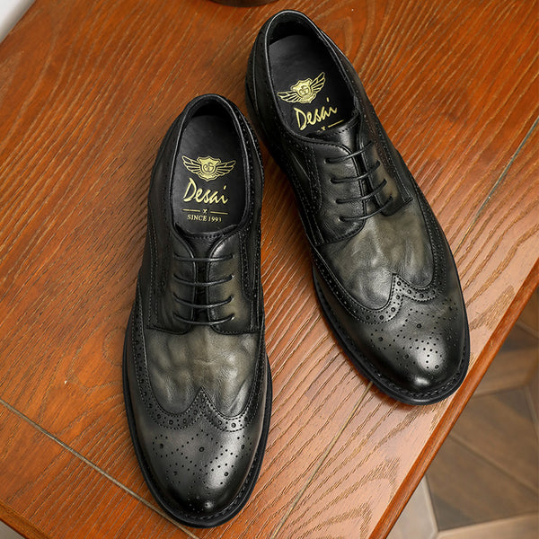 Desai Men Brock Derby handmade leather shoes Casual dress shoes top cowhide leather shoes DS6311