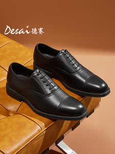 DESAI Men's Business Dress Casual Shoes Soft Genuine Leather Fashion Mens Comfortable Oxford DS6003