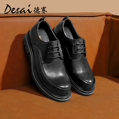 Desai Shoes For Men Derby Shoes classic men's shoes lace-up gentleman leather shoes custom wedding shoes shoes elegant men's shoes Brown DS6006