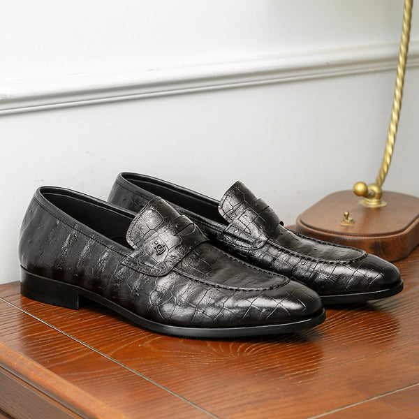 Desai spring and summer leather loafers low-top  business casual pattern men's shoes alligator design real cowhide leather DS9236-91/92