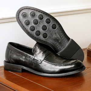 DS1309  Desai Men spring and summer leather loafers one step on shoes Casual dress shoes top cowhide leather shoes