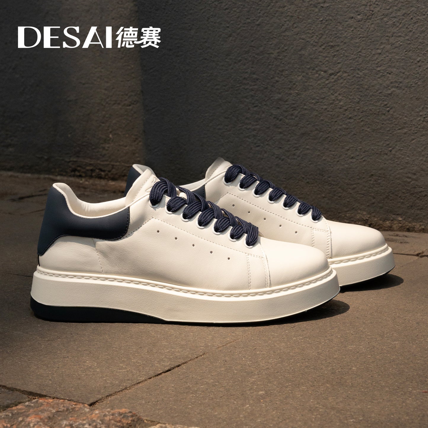 Desai Casual Leather Shoes Genuine Leather Thick Bottom Sneakers Laces Up autumn winter Breathable DS2863