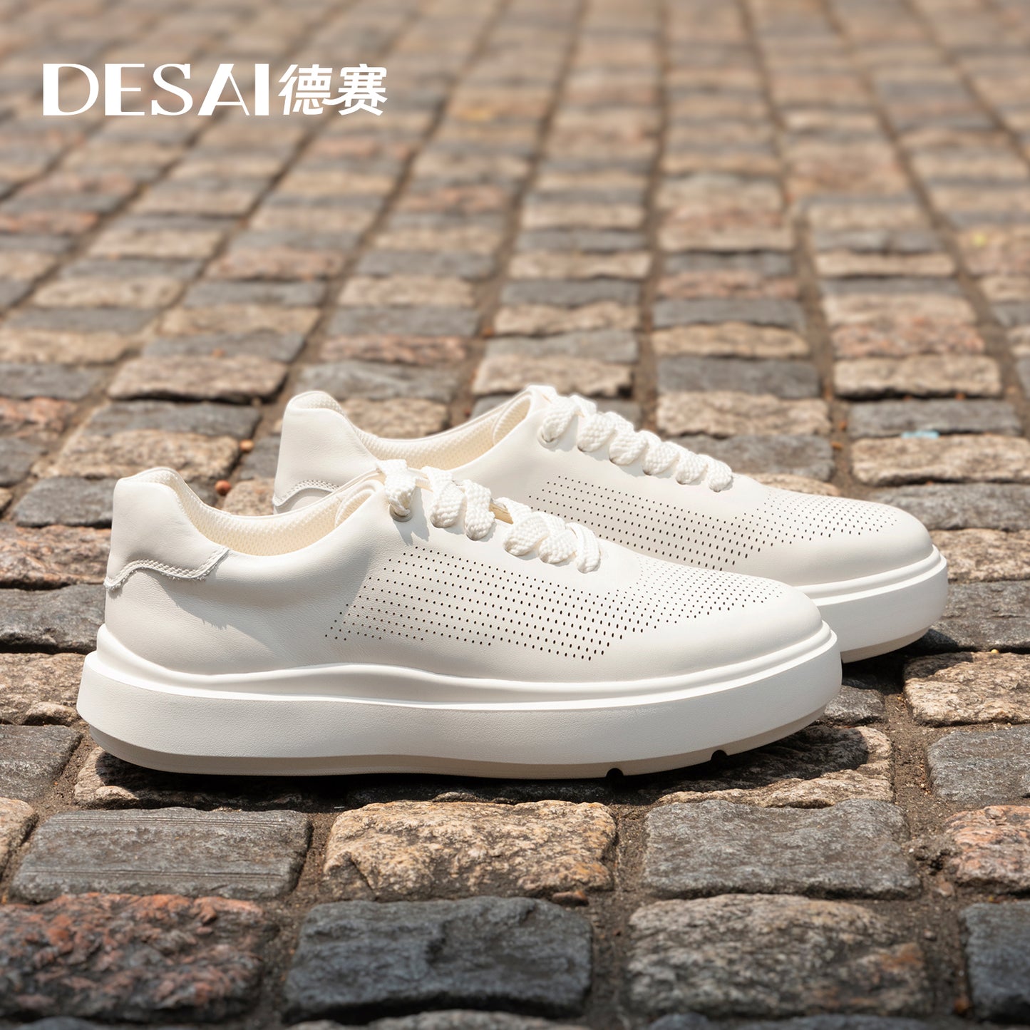 Desai Men's sneakers 2024 Summer Breathable Little White Shoes Men's Genuine Leather Lightweight Sports Shoes Thin Men's Casual Shoes DS3072