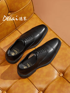 DESAI Men's Business Dress Casual Shoes Soft Genuine Leather Fashion Mens Comfortable Oxford DS6003