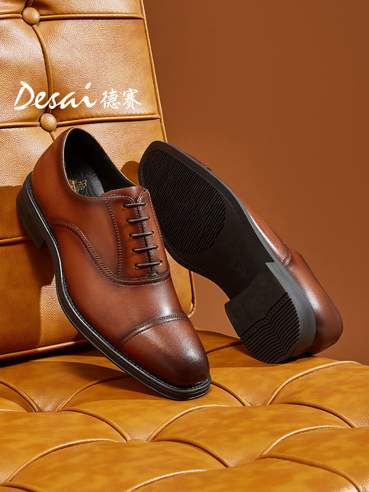 DESAI Men's Business Dress Casual Shoes Soft Genuine Leather Fashion Mens Comfortable Oxford DS6003