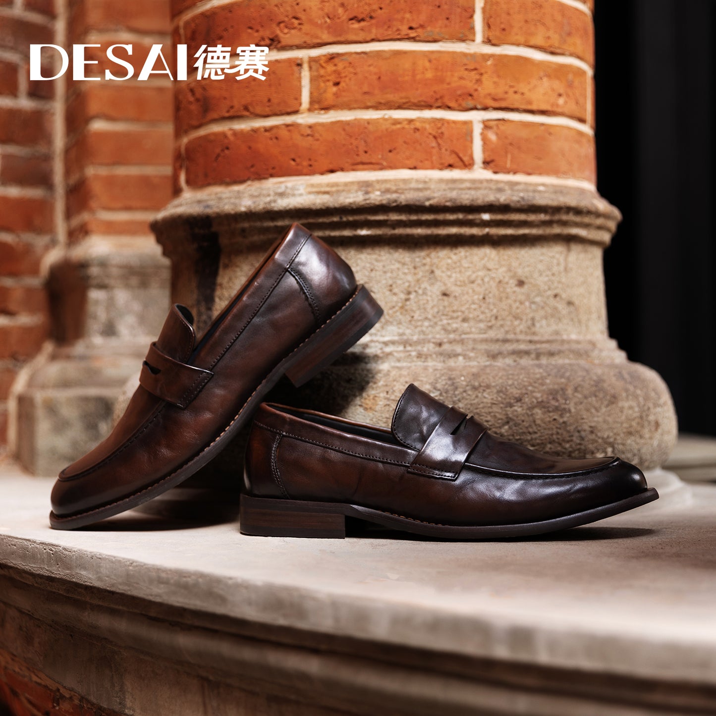 Desai Men spring and summer leather loafers one step on shoes Casual dress shoes top cowhide leather shoes DS1309