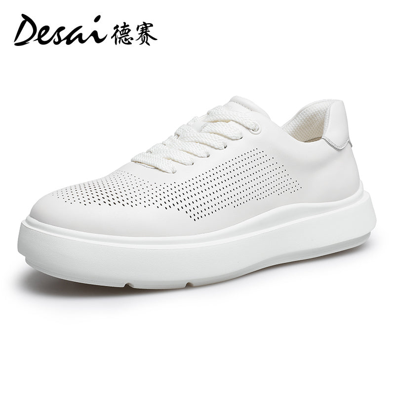 Desai Shoes Men's 2024 Summer Breathable Little White Shoes Men's Genuine Leather Lightweight Sports Shoes Thin Men's Casual Shoes DS3072