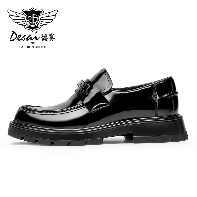 DS1313 Desai Shoes For Men Patent leather  low-top loafers Top layer calfskin business casual pattern men's shoes spring and summer leather loafers