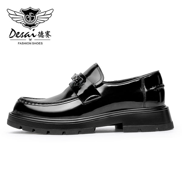 Desai Shoes For Men Patent leather  low-top loafers Top layer calfskin business casual pattern men's shoes spring and summer leather loafers DS1313