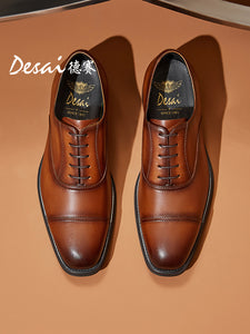 DESAI Men's Business Dress Casual Shoes Soft Genuine Leather Fashion Mens Comfortable Oxford DS6003