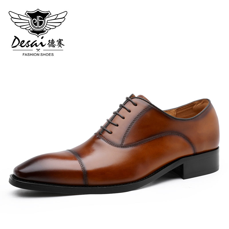 Desai Formal Dress Triple Joint Oxfords Office Genuine Leather Wedding Lace Up Spring For Men 8988