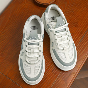 DS2315 DESAI Casual Leather Shoes Genuine Leather Thick Bottom Sneakers Laces Up  Breathable 2023