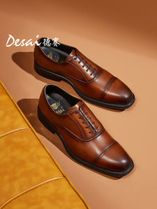 DESAI Men's Business Dress Casual Shoes Soft Genuine Leather Fashion Mens Comfortable Oxford DS6003