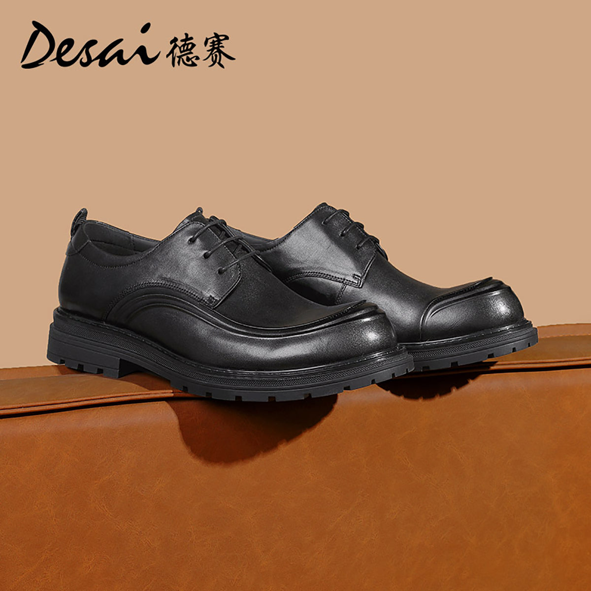 Desai Shoes For Men Derby Shoes classic men's shoes lace-up gentleman leather shoes custom wedding shoes shoes elegant men's shoes Brown DS6006