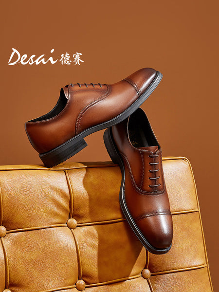 DS6003 DESAI Men's Business Dress Casual Shoes Soft Genuine Leather Fashion Mens Comfortable Oxford