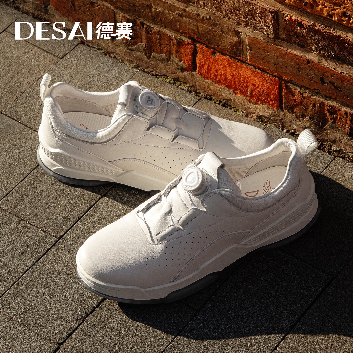 Desai Casual Board Shoes Men's Thick Soles Anti Slip Wear-Resistant Sports Running Shoes Men's Leather Breathable and Comfortable Small White Sneakers DS33131