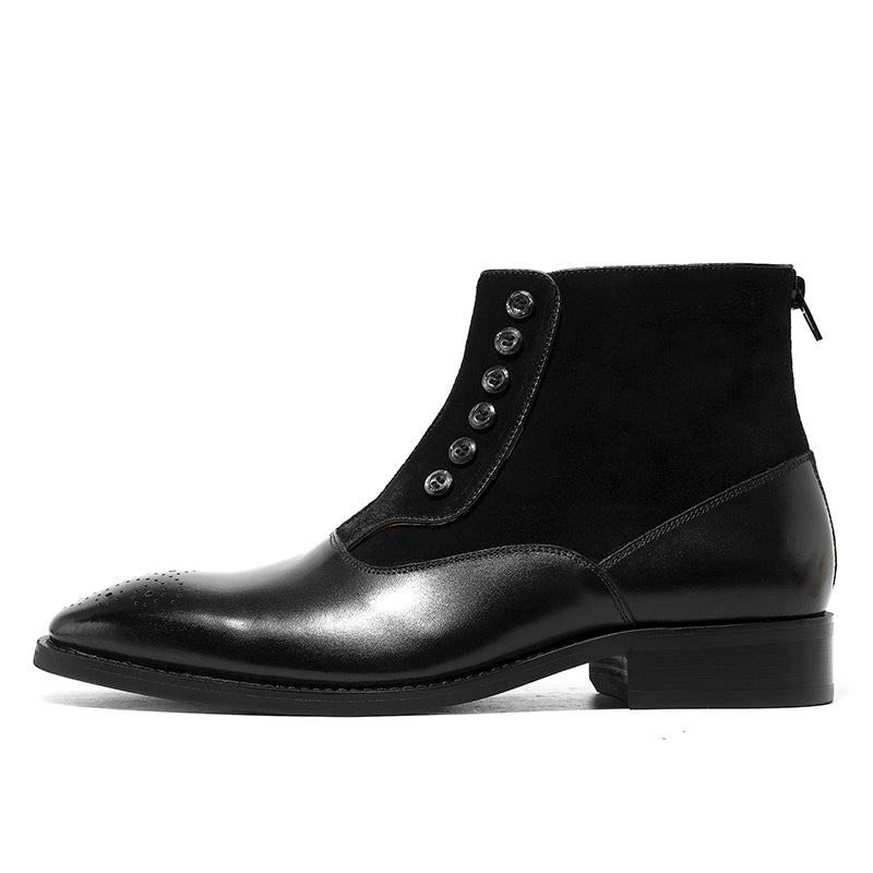 Desai Leather Shoes For Gentlemen Fashion Button Elastic Boots For Winter DS898808H