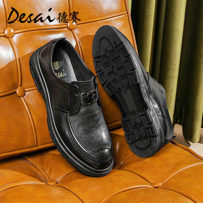 Desai Loafers Men's Bean Shoes Men's Leather Business Shoes Soft Soled Casual Leather Shoes England Slip-on Men's Shoes DS6007