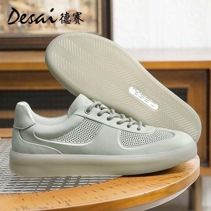 Desai Men's Shoes, Cool and Breathable in summer, Genuine Leather, German Training Shoes,Versatile Casual Shoes, Thick Soles, High Height Shoes DS3073