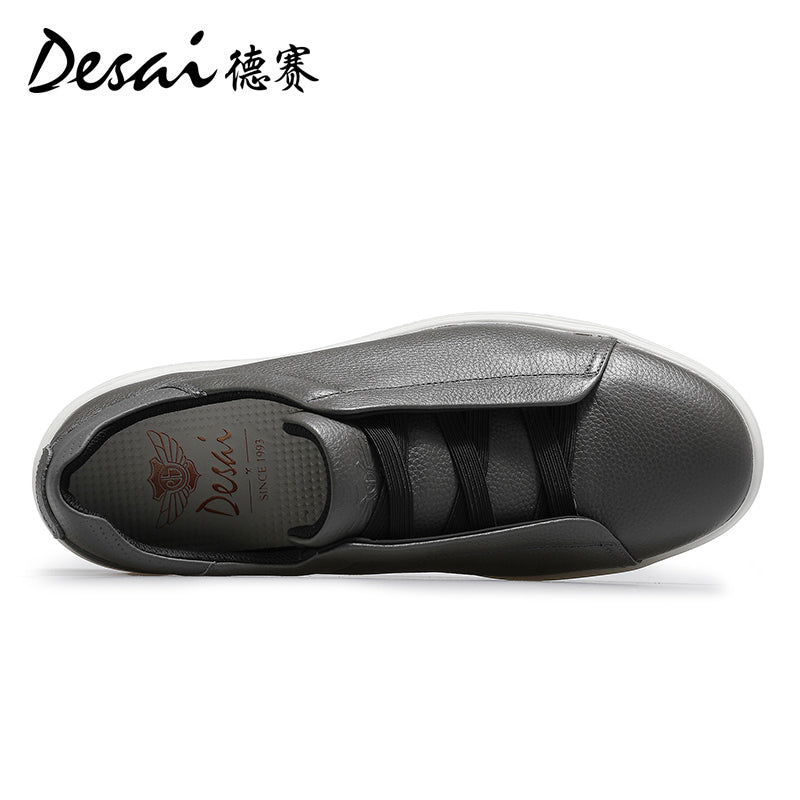 Desai Shoes Men's Summer Thick Sole Lightweight Soft Sole Sports Shoes Breathable Casual Board Shoes Men's Genuine Leather Small White Shoes DS3078