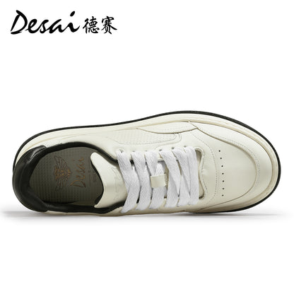 DESAI Full Grain Leather Men Shoes Soft Thick Bottom Casual Sneaker For Men Business Work Breathable Sneakers New Arrival DS3399