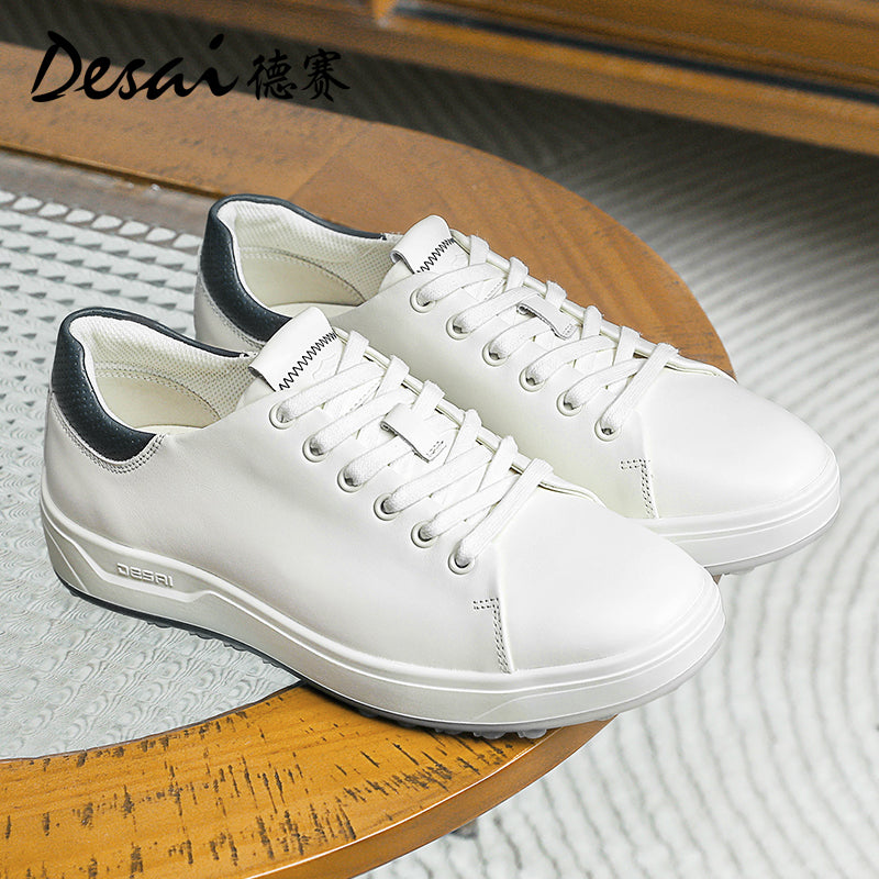 Desai Men's sneakers Summer Leather Breathable Shoes Men's Thick Sole Lightweight Casual Shoes Men's Soft Sole Versatile Men's Board Shoes DS3035