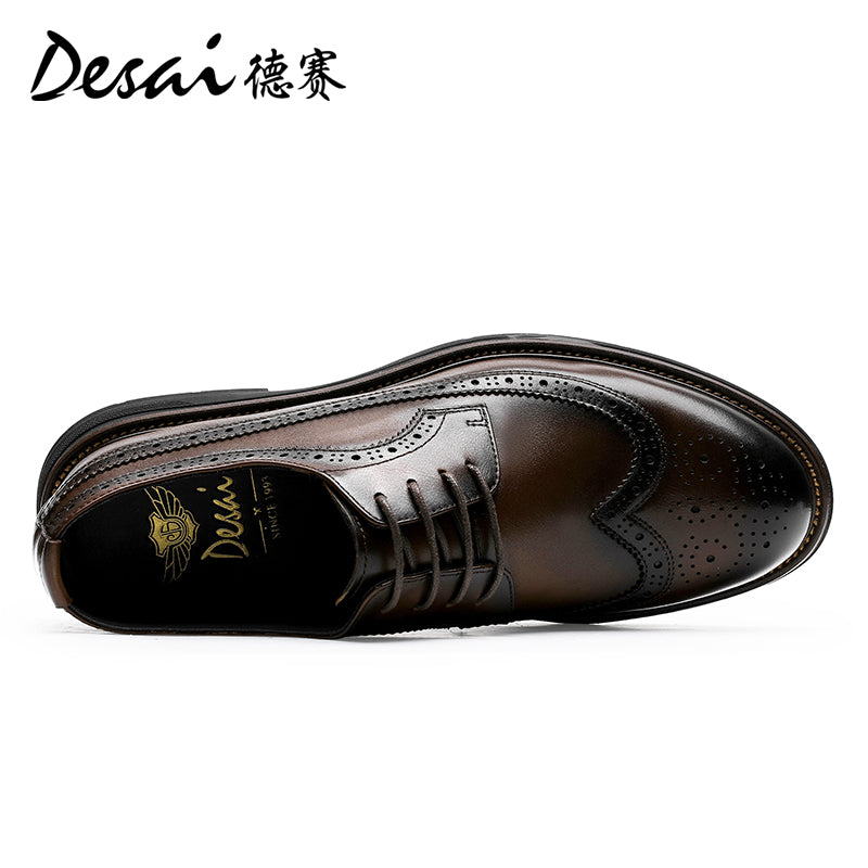 DESAI Men spring and summer leather loafers one step on shoes Casual dress shoes top cowhide leather shoes DS1009