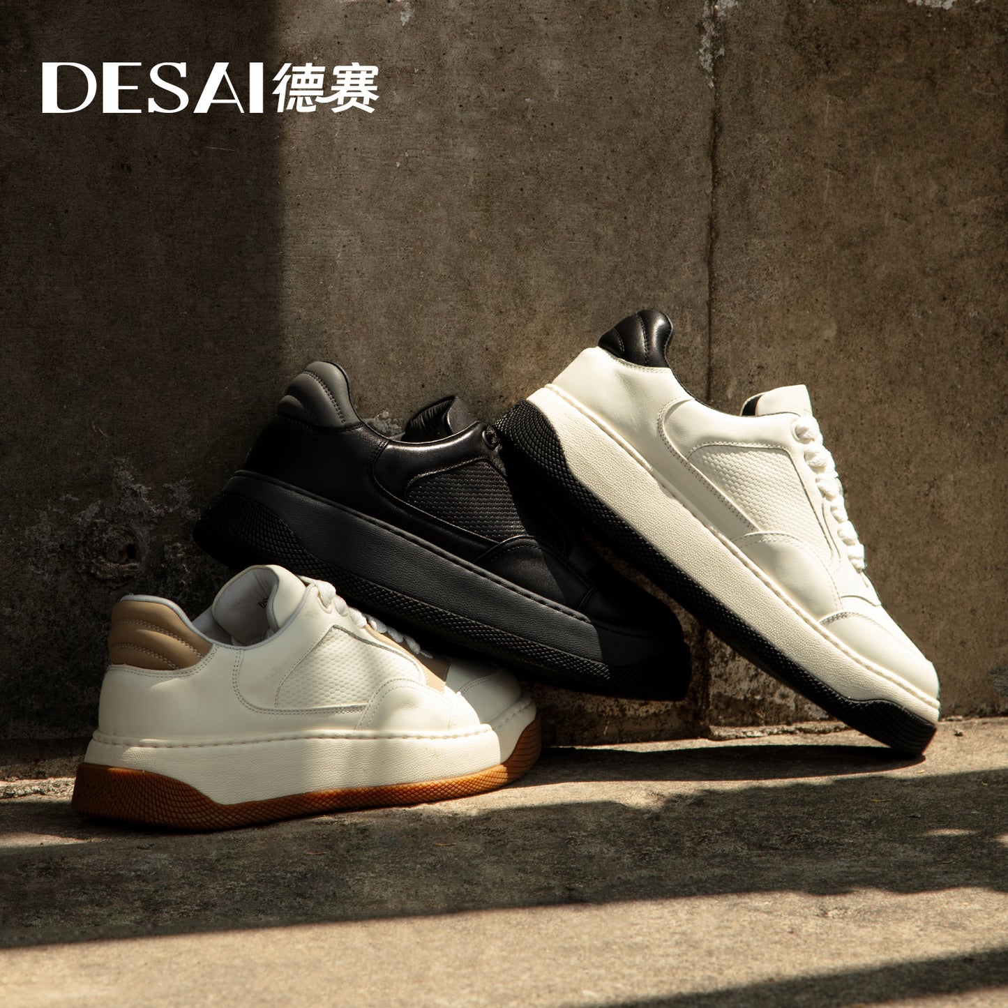 DESAI Full Grain Leather Men Shoes Soft Thick Bottom Casual Sneaker For Men Business Work Breathable Sneakers New Arrival DS3399