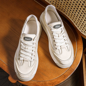 DS2325 DESAI Casual Leather Shoes Genuine Leather Thick Bottom Sneakers Laces Up  Breathable 2023