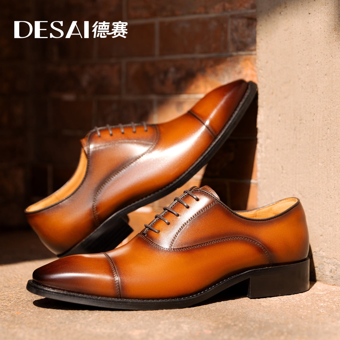 Desai Formal Dress Triple Joint Oxfords Office Genuine Leather Wedding Lace Up Spring For Men DS8988