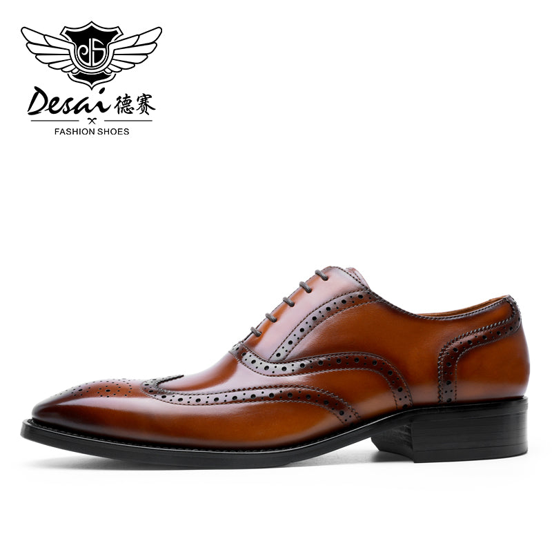 Desai New Arrivals Men Business Dress Shoes Genuine Leather Brock Retro Gentleman Shoes Formal Carved Brogue Shoes Men DS8988-51/52 & DS89883M-15-16