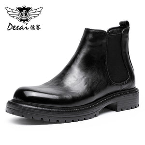 Desai men's shoes platform Chelsea boots Men's autumn and winter men's high top leather ankle boots trend with British leather boots DS6317H/HM