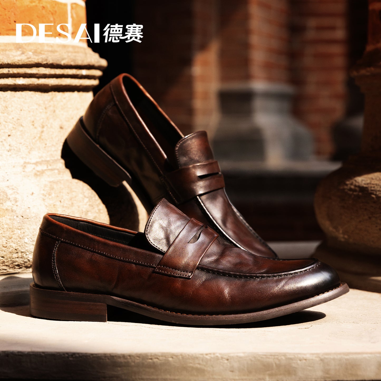 Desai Men spring and summer leather loafers one step on shoes Casual dress shoes top cowhide leather shoes DS1309