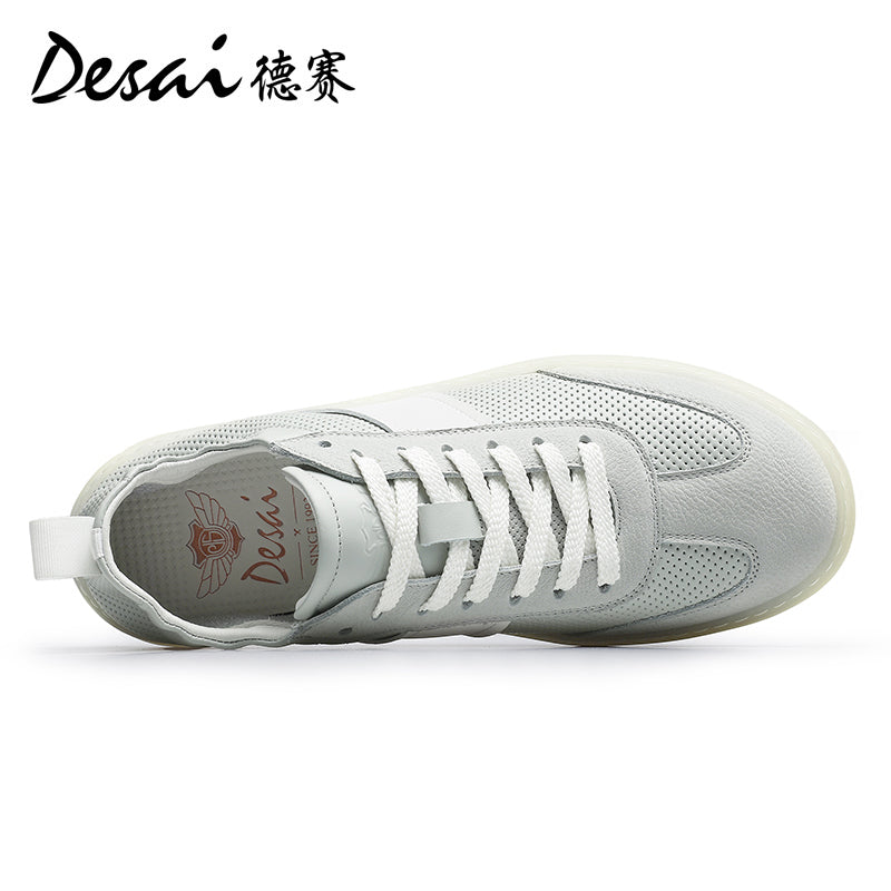 Desai Men's Shoes 2024 New Summer Breathable Perforated Desai Training Shoes Men's Board sneakers Genuine Leather Versatile Casual Shoes DS3077