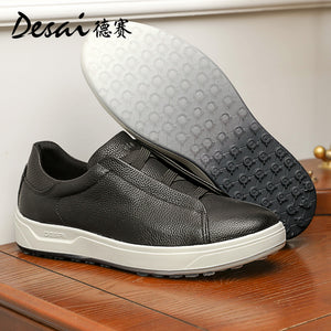 Desai Shoes Men's Summer Thick Sole Lightweight Soft Sole Sports Shoes Breathable Casual Board Shoes Men's Genuine Leather Small White Shoes DS3078