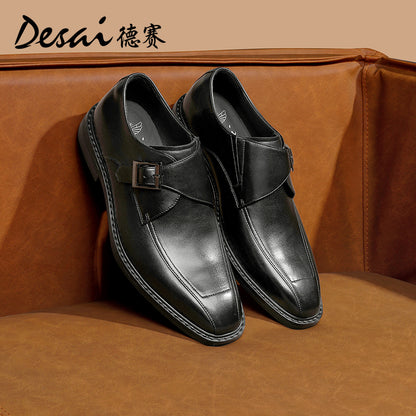 Desai Men's Business dress shoes Retro Polish Munk Shoes Leather Derby Shoes Heightening shoes Casual shoes DS6020