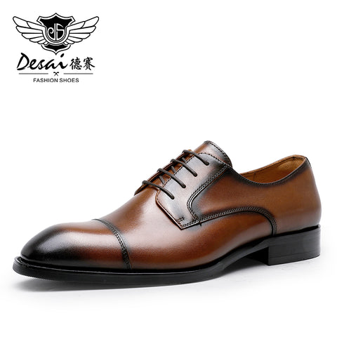 Desai Shoes For Men Derby Shoes classic men's shoes lace-up gentleman leather shoes custom wedding shoes shoes elegant men's shoes Brown DS190-56