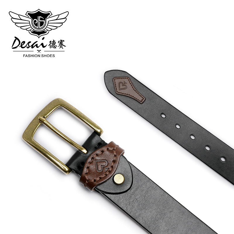 DSPD -Reversible Belt for Men, Real Cowhide Leather Jeans Belt Black & Brown, Adjustable Trim to Fit 120cm