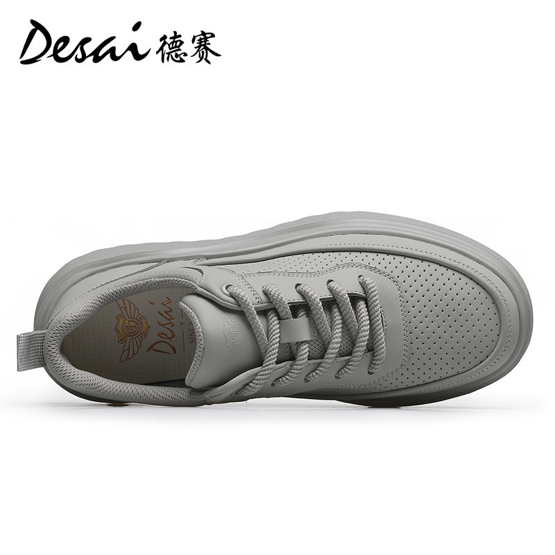 Desai men's sneakers autumn breathable perforated men's shoes thick soles increase casual shoes men's light all match board shoes DS3067