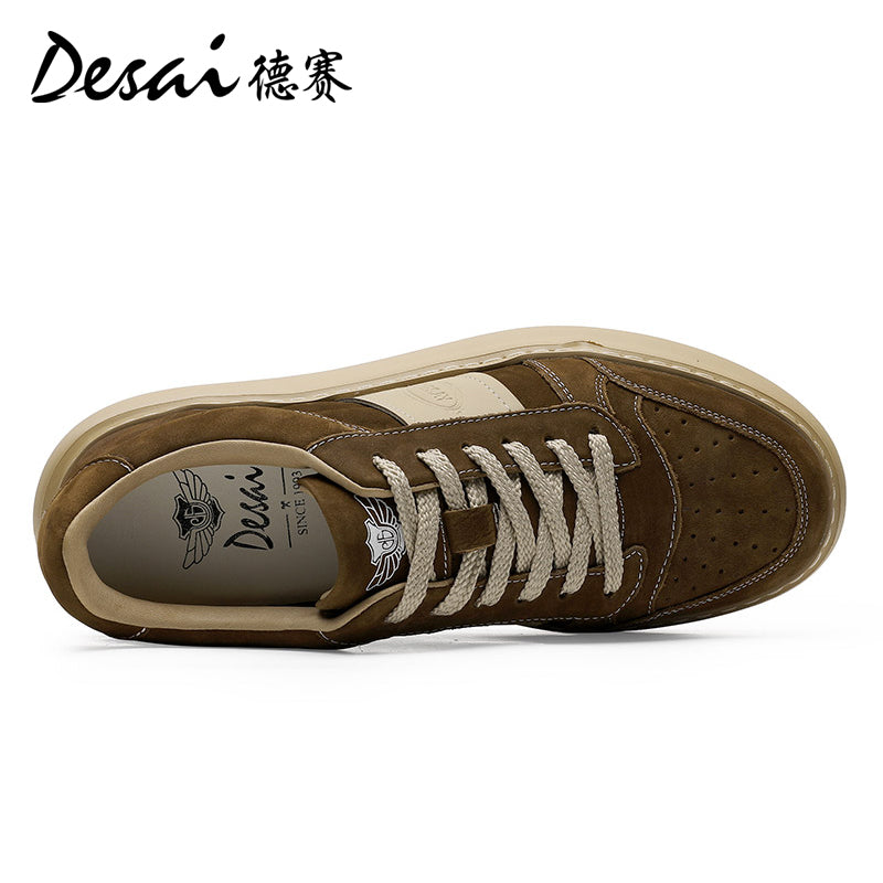 Desai Thick Sole Board Shoes for Men's Summer New Genuine Leather Lightweight Casual Shoes Retro Versatile Breathable Sports Men's Shoes DS3007