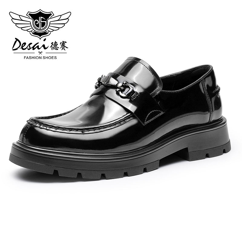 DS1313 Desai Shoes For Men Patent leather  low-top loafers Top layer calfskin business casual pattern men's shoes spring and summer leather loafers