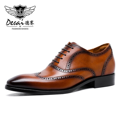 Desai New Arrivals Men Business Dress Shoes Genuine Leather Brock Retro Gentleman Shoes Formal Carved Brogue Shoes Men DS8988-51/52 & DS89883M-15-16