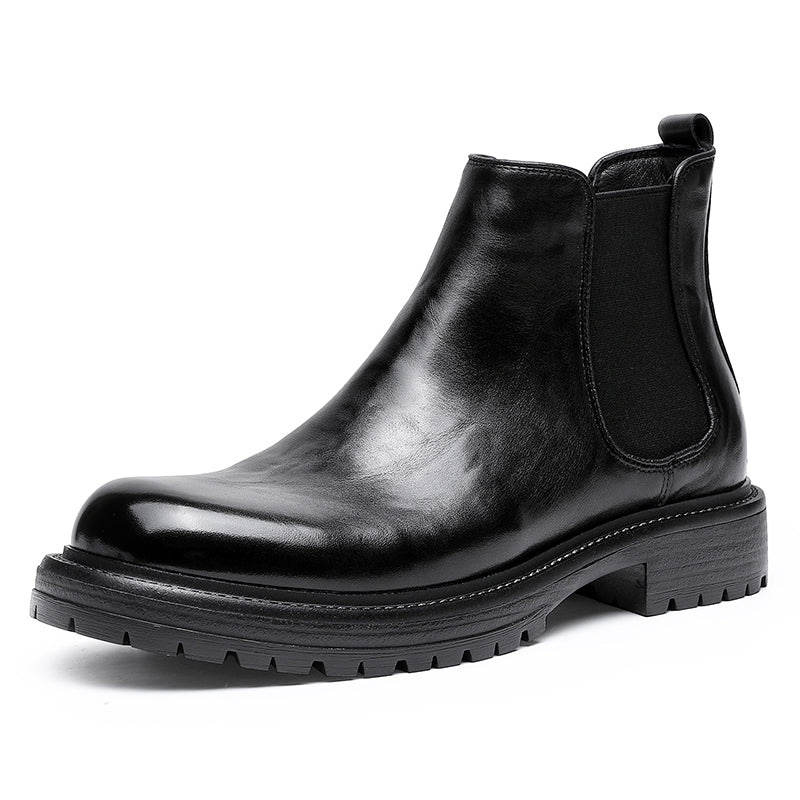 Desai New Leather Boots Round Toe Chelsea Boots Real Cowhide Leather Low-heeled Fasion Classic DS6317H