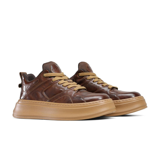 DESAI Hand Carved Texture Top Grain Leather Boots Lace Up Casual Fashion Footwear DS35201