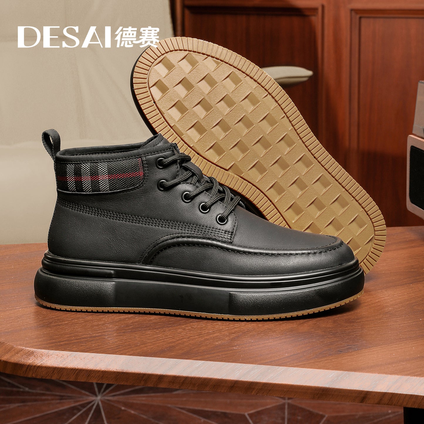 Desai [Winter graphene warm] Leather work boots High top board shoes retro men's boots casual shoes DS30196H