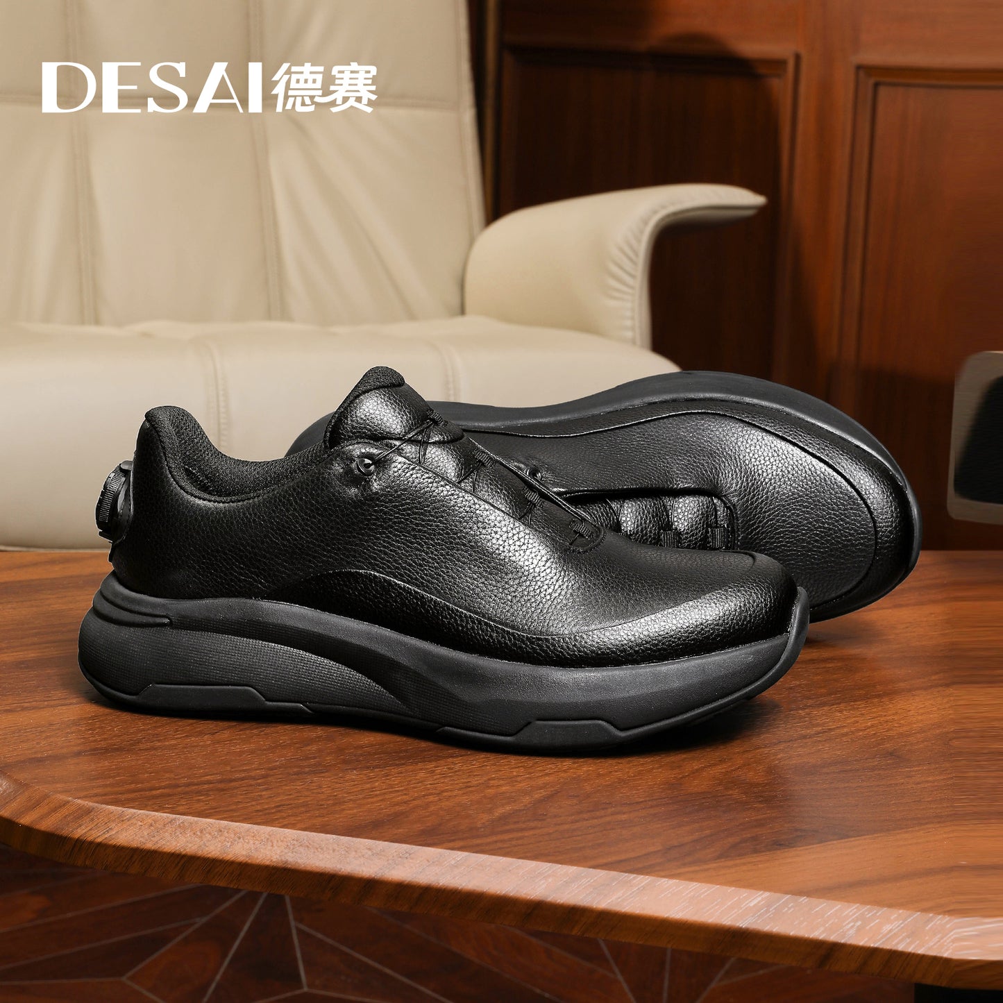 Desai screw button slip-on lazy men's casual shoes winter new men's shoes leather lightweight soft sole sports Sneakers DS30193