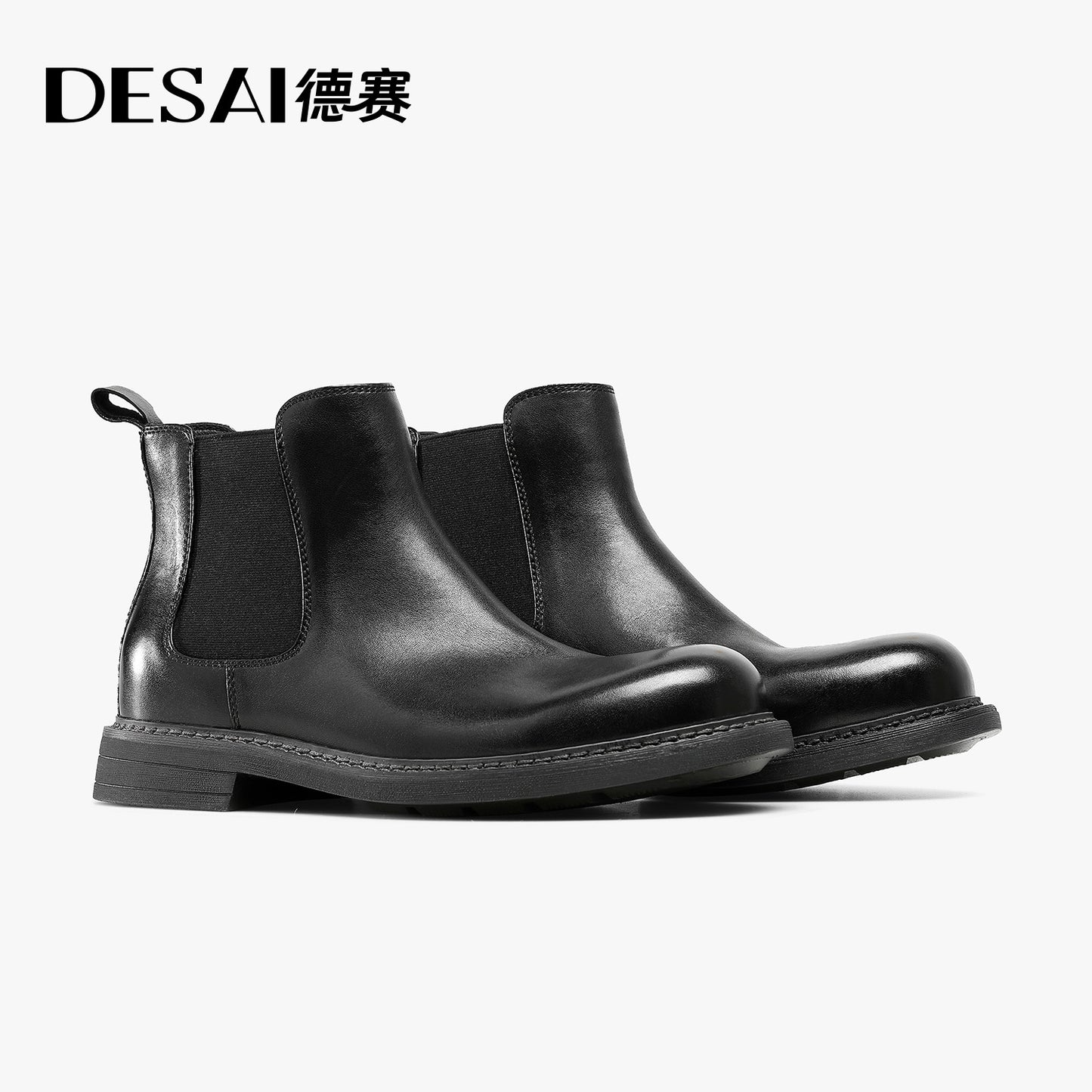 Desai Chelsea Leather boots One-step Hight Cut Genuine Leather Warm Chelsea Boots  Man Footwear Elegant Breathable leather Lining DS6519HZ