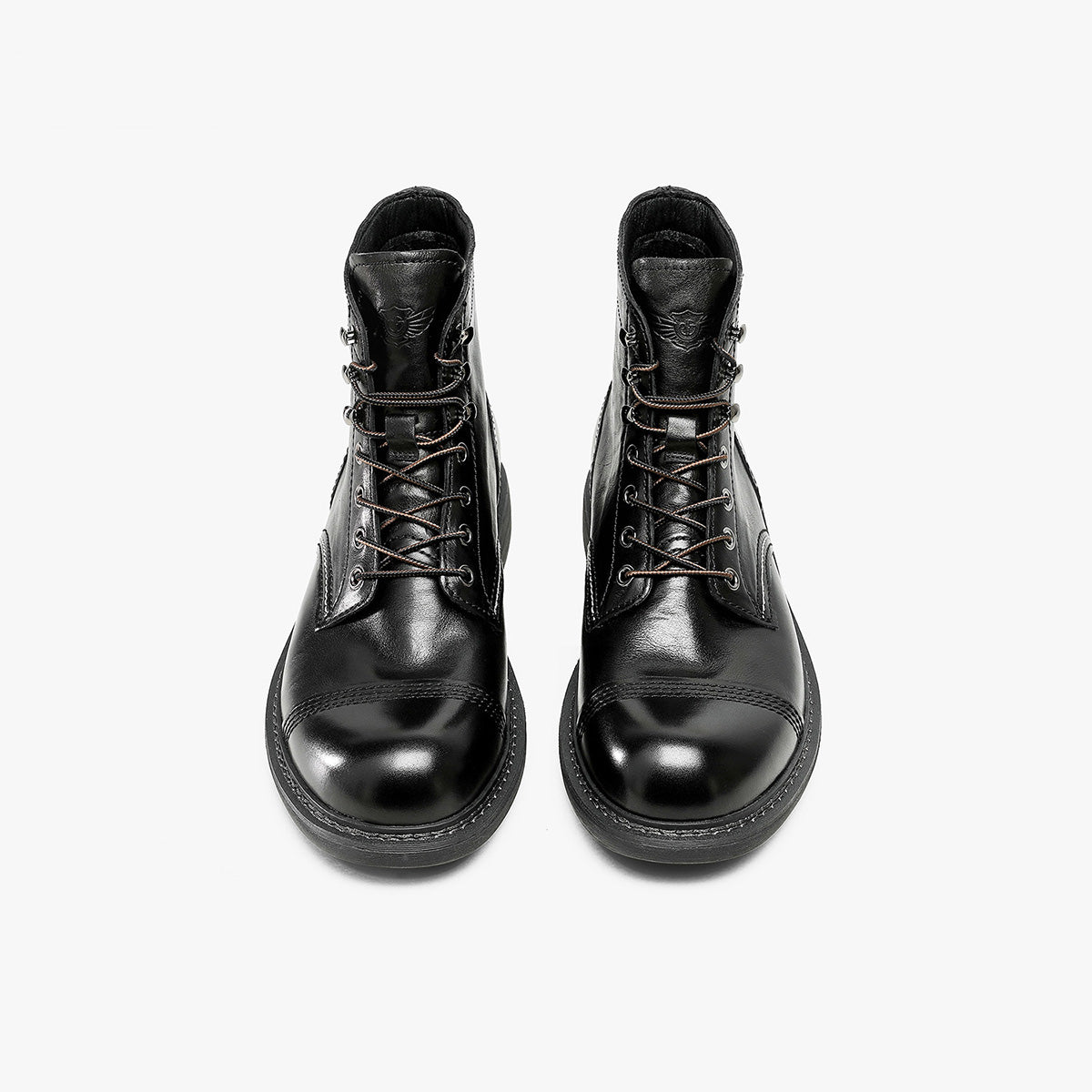 Desai Simple Lace Up High Top Motorcycle Boots in Genuine Leather with Slip Resistant and Durable Sole DS6521H