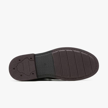 Desai Simple Lace Up High Top Motorcycle Boots in Genuine Leather with Slip Resistant and Durable Sole DS6521H